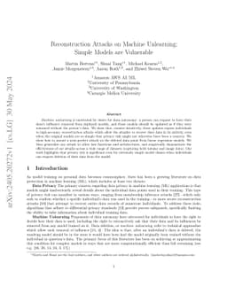 Reconstruction Attacks on Machine Unlearning: Simple Models are
  Vulnerable