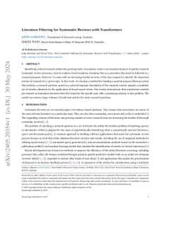 Literature Filtering for Systematic Reviews with Transformers
