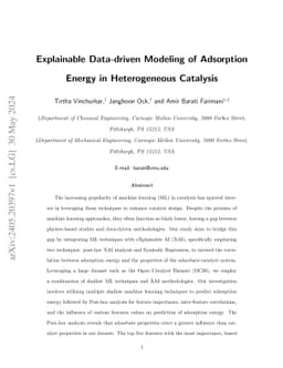 Explainable Data-driven Modeling of Adsorption Energy in Heterogeneous
  Catalysis