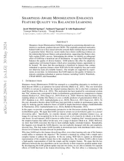 Sharpness-Aware Minimization Enhances Feature Quality via Balanced
  Learning