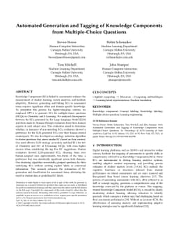 Automated Generation and Tagging of Knowledge Components from
  Multiple-Choice Questions
