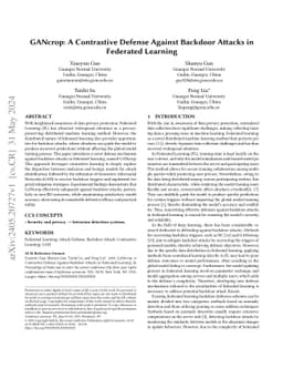 GANcrop: A Contrastive Defense Against Backdoor Attacks in Federated
  Learning