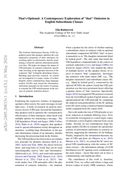 That's Optional: A Contemporary Exploration of "that" Omission in
  English Subordinate Clauses
