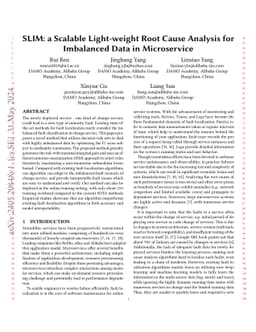 SLIM: a Scalable Light-weight Root Cause Analysis for Imbalanced Data in
  Microservice