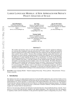 Large Language Models: A New Approach for Privacy Policy Analysis at
  Scale