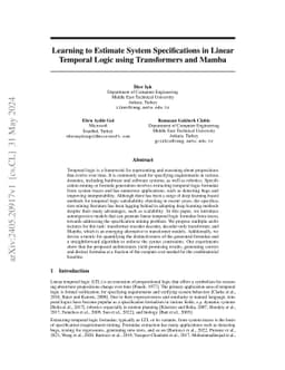 Learning to Estimate System Specifications in Linear Temporal Logic
  using Transformers and Mamba