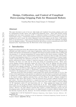 Design, Calibration, and Control of Compliant Force-sensing Gripping
  Pads for Humanoid Robots
