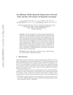 An Efficient Multi Quantile Regression Network with Ad Hoc Prevention of
  Quantile Crossing