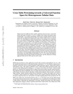 Cross-Table Pretraining towards a Universal Function Space for
  Heterogeneous Tabular Data