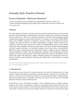 Formality Style Transfer in Persian