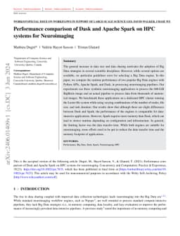 Performance comparison of Dask and Apache Spark on HPC systems for
  Neuroimaging