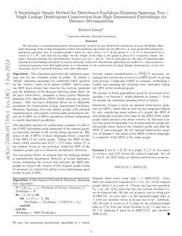 A Surprisingly Simple Method for Distributed Euclidean-Minimum Spanning
  Tree / Single Linkage Dendrogram Construction from High Dimensional
  Embeddings via Distance Decomposition