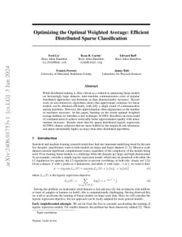 Optimizing the Optimal Weighted Average: Efficient Distributed Sparse
  Classification