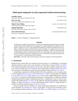 Multi-agent assignment via state augmented reinforcement learning
