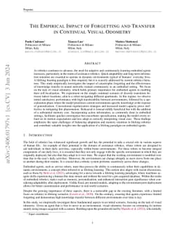 The Empirical Impact of Forgetting and Transfer in Continual Visual
  Odometry
