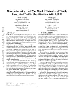 Non-uniformity is All You Need: Efficient and Timely Encrypted Traffic
  Classification With ECHO