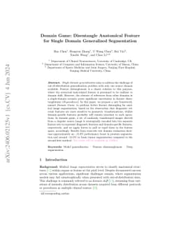 Domain Game: Disentangle Anatomical Feature for Single Domain
  Generalized Segmentation