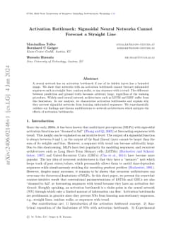 Activation Bottleneck: Sigmoidal Neural Networks Cannot Forecast a
  Straight Line