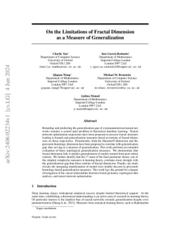 On the Limitations of Fractal Dimension as a Measure of Generalization