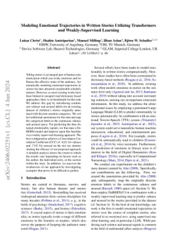 Modeling Emotional Trajectories in Written Stories Utilizing
  Transformers and Weakly-Supervised Learning