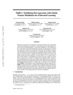 FedDr+: Stabilizing Dot-regression with Global Feature Distillation for
  Federated Learning