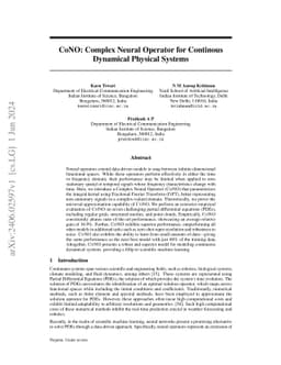 CoNO: Complex Neural Operator for Continous Dynamical Physical Systems