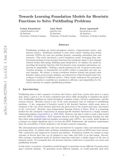 Towards Learning Foundation Models for Heuristic Functions to Solve
  Pathfinding Problems