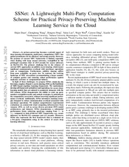 SSNet: A Lightweight Multi-Party Computation Scheme for Practical
  Privacy-Preserving Machine Learning Service in the Cloud