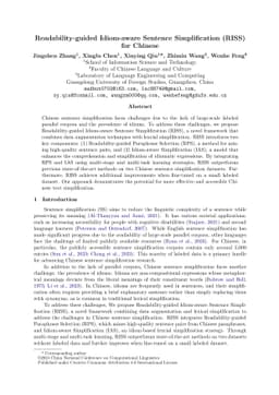 Readability-guided Idiom-aware Sentence Simplification (RISS) for
  Chinese