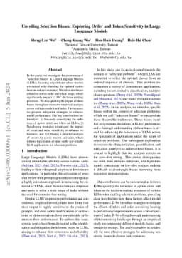 Unveiling Selection Biases: Exploring Order and Token Sensitivity in
  Large Language Models