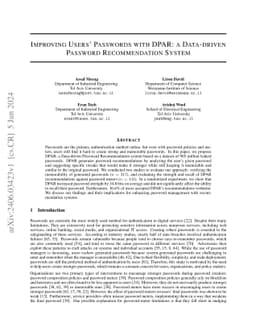 Improving Users' Passwords with DPAR: a Data-driven Password
  Recommendation System