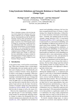 Using Synchronic Definitions and Semantic Relations to Classify Semantic
  Change Types