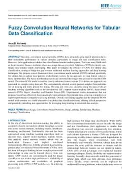 Fuzzy Convolution Neural Networks for Tabular Data Classification