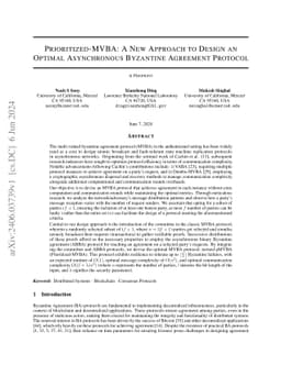 Prioritized-MVBA: A New Approach to Design an Optimal Asynchronous
  Byzantine Agreement Protocol
