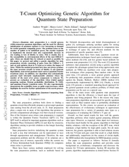 T-Count Optimizing Genetic Algorithm for Quantum State Preparation