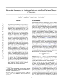 Theoretical Guarantees for Variational Inference with Fixed-Variance
  Mixture of Gaussians