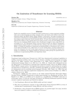 On Limitation of Transformer for Learning HMMs