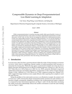 Compressible Dynamics in Deep Overparameterized Low-Rank Learning &
  Adaptation
