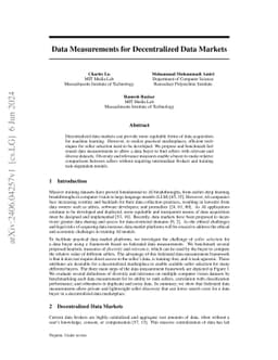 Data Measurements for Decentralized Data Markets