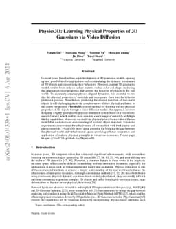Physics3D: Learning Physical Properties of 3D Gaussians via Video
  Diffusion