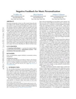 Negative Feedback for Music Personalization