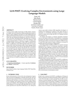LLM-POET: Evolving Complex Environments using Large Language Models