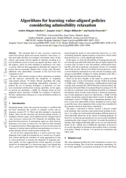 Algorithms for learning value-aligned policies considering admissibility
  relaxation