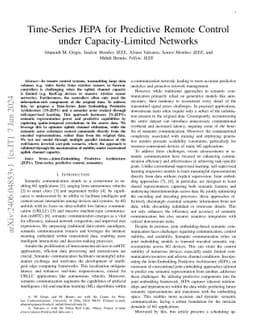 Time-Series JEPA for Predictive Remote Control under Capacity-Limited
  Networks