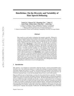 HateDebias: On the Diversity and Variability of Hate Speech Debiasing