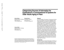 Categorizing Sources of Information for Explanations in Conversational
  AI Systems for Older Adults Aging in Place