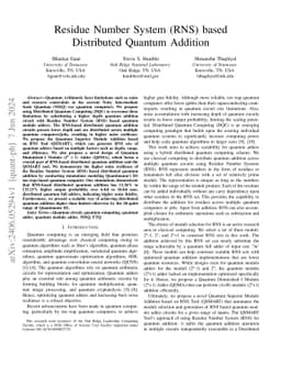 Residue Number System (RNS) based Distributed Quantum Addition