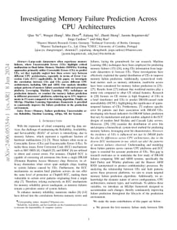 Investigating Memory Failure Prediction Across CPU Architectures