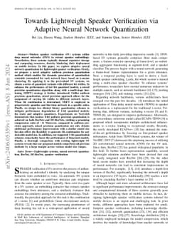Towards Lightweight Speaker Verification via Adaptive Neural Network
  Quantization