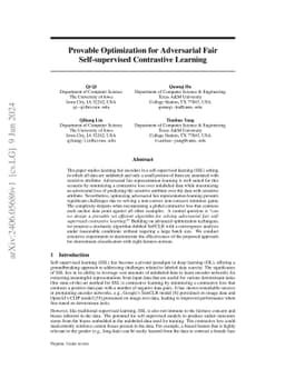 Provable Optimization for Adversarial Fair Self-supervised Contrastive
  Learning